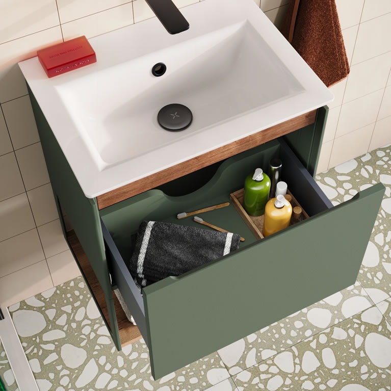 Crosswater Mada 500 Green WallHung Basin Unit Sanctuary Bathroom